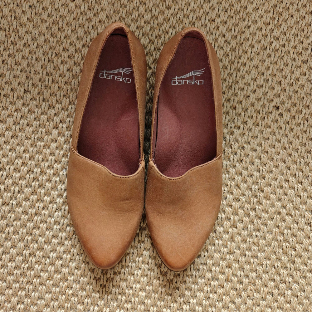 Dansko Kiri Luggage Brown Leather Slip On Flat Wedge Shoes EU 39 US 8.5-9 - Picture 6 of 9